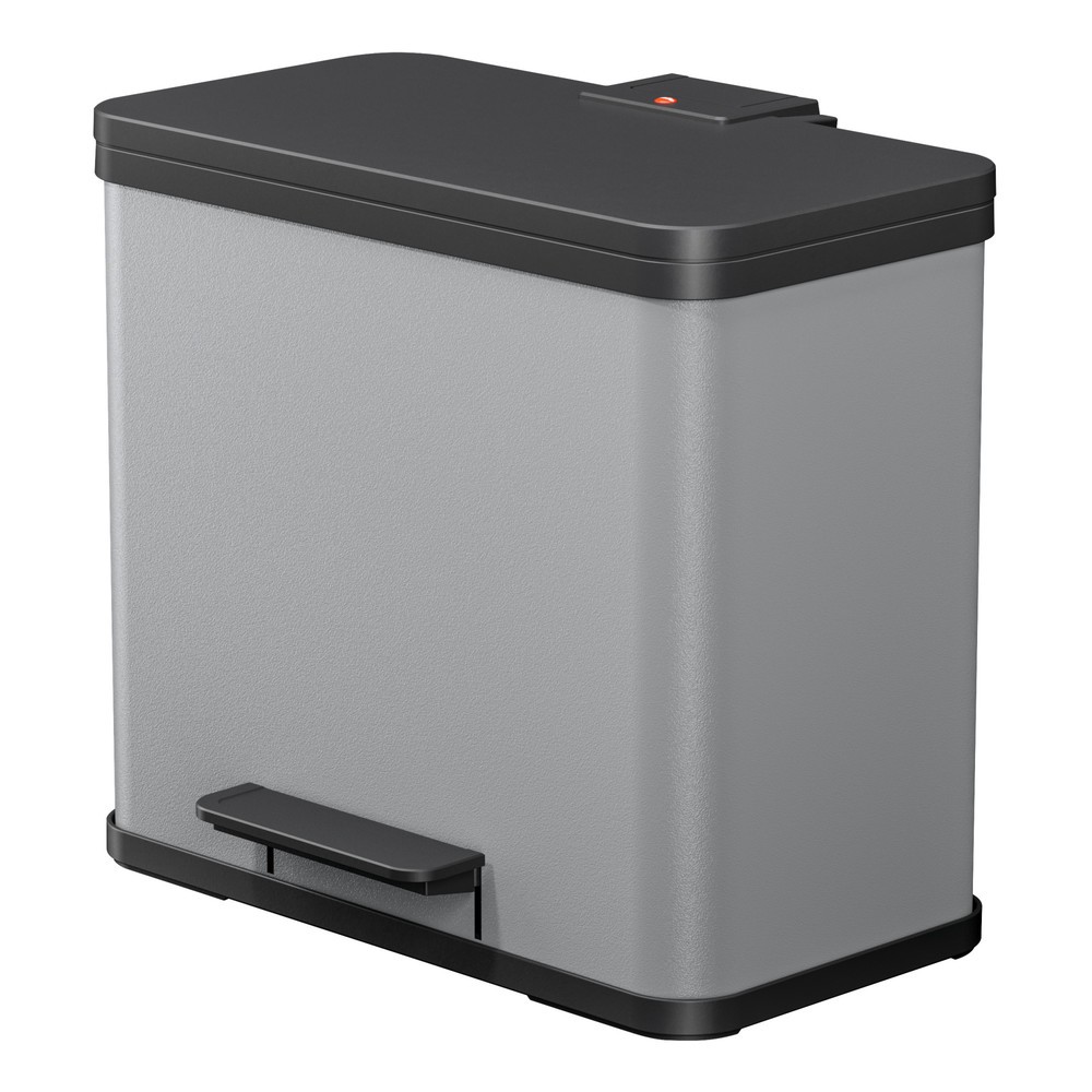 Produktabbildung Nr. 1: Hailo pedaalafvalscheidingsbak Öko trio Plus L, 3x 9 liter, gedempt sluitmechanisme, lichtgrijs, mat