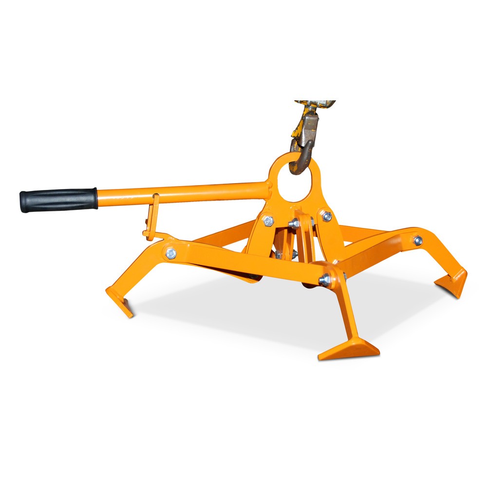 Illustration du produit: Pince à fûts, système de serrage à 4 points, pour fûts de 120 litres, orangé jaune