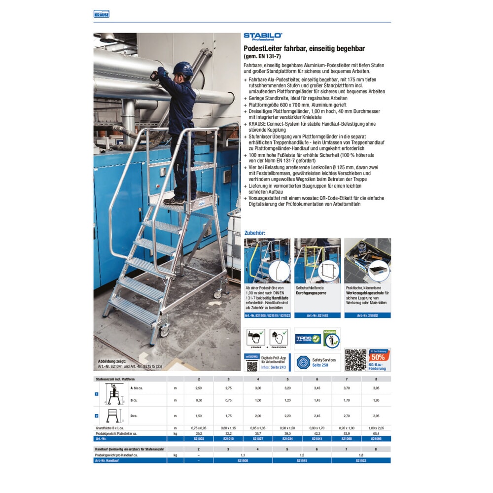 N° de l'image du produit 8 : Échelle à plate-forme KRAUSE®, mobile, hauteur déployée 1,90 m