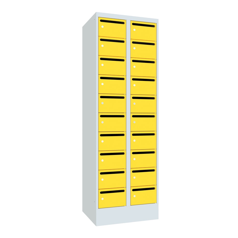 Produktabbildung Nr. 1: Postsorteerkast PAVOY, 2x 10 vakken, hxbxd 1.850 x 630 x 500 mm, zinkgeel, lichtgrijs