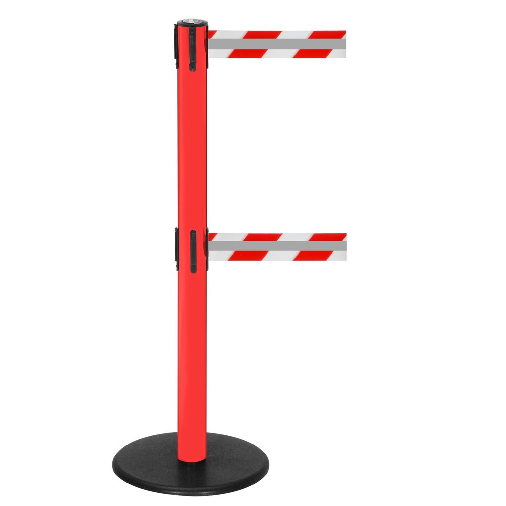 Produktabbildung Nr. 1: Potelet de délimitation à double sangle RS-GUIDESYSTEMS® GLA 95-D REFLECTO, longueur 2,3 m, largeur 50 mm, potelet rouge, sangle rouge/blanc