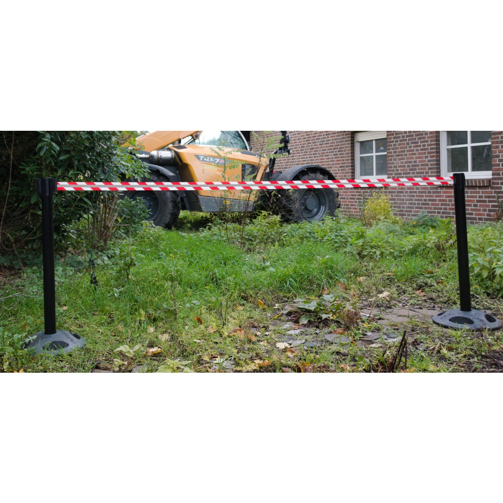 Illustration du produit: Potelet de délimitation RS-GUIDESYSTEMS® GLA 25-J REFLECTO, longueur 3,5 m, largeur 50 mm, potelet noir, sangle rouge/blanc