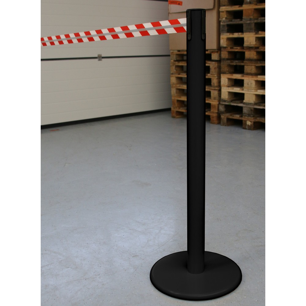 N° de l'image du produit 4 : Potelet de délimitation RS-GUIDESYSTEMS® GLA 45-J REFLECTO, longueur 3,5 m, largeur 50 mm, potelet noir, sangle rouge/blanc