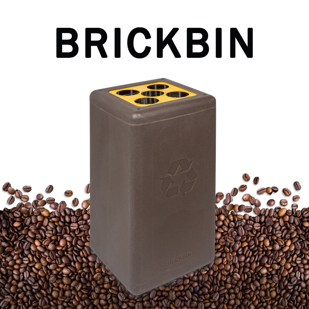 Produktabbildung Nr. 3: Poubelle à gobelets BRICKBIN, en plastique recyclé et marc de café, 65 litres, marron/jaune