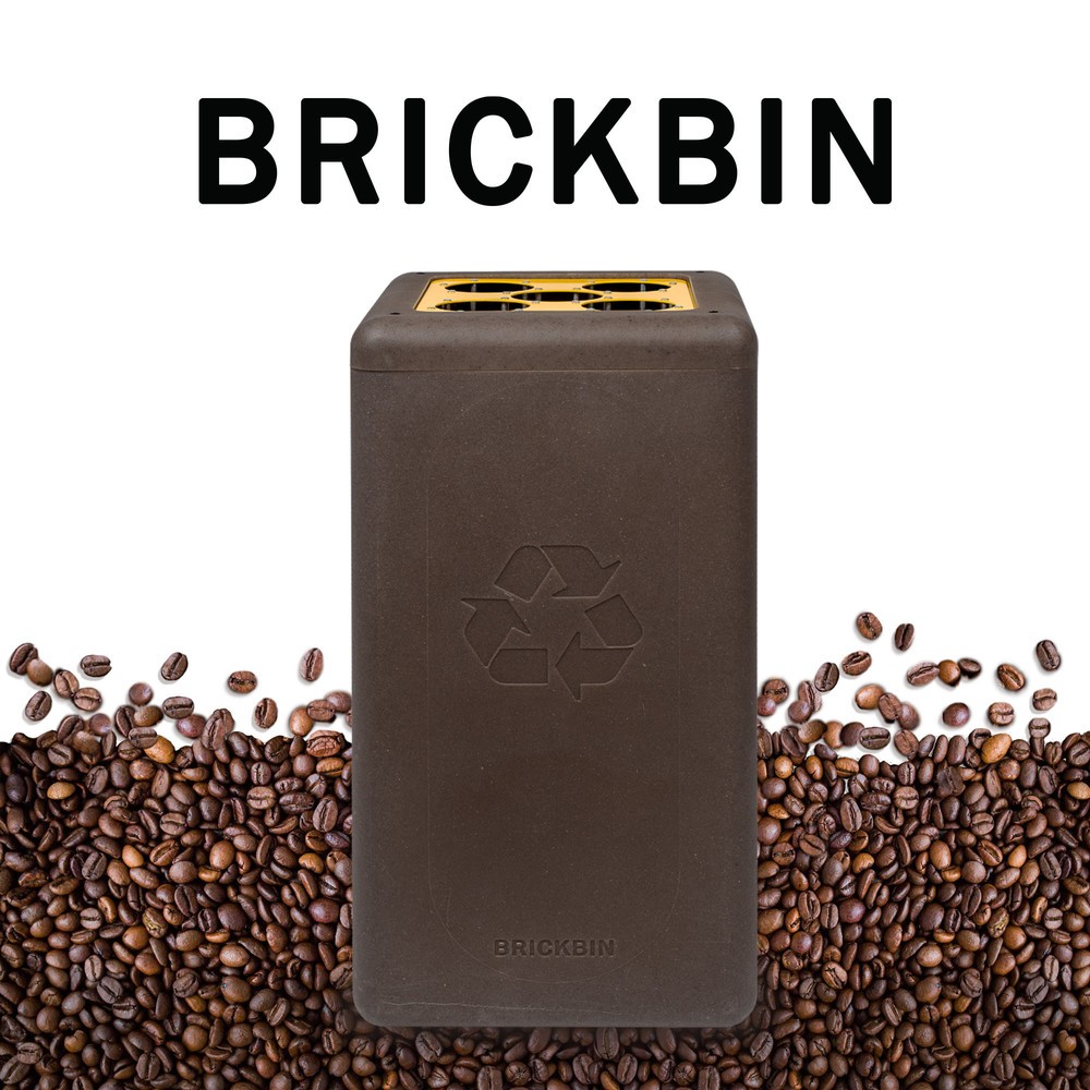 Produktabbildung Nr. 4: Poubelle à gobelets BRICKBIN, en plastique recyclé et marc de café, 65 litres, marron/jaune