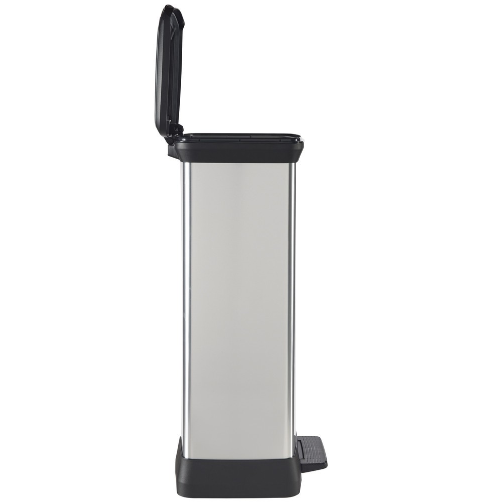 Produktabbildung Nr. 7: Poubelle à pédale Duo DECOBIN, rectangulaire, 2 x 23 litres, argenté/noir