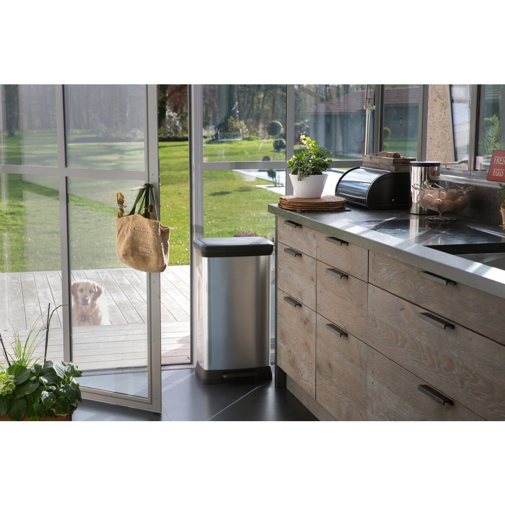 Produktabbildung Nr. 14: Poubelle à pédale Duo DECOBIN, rectangulaire, 2 x 23 litres, argenté/noir