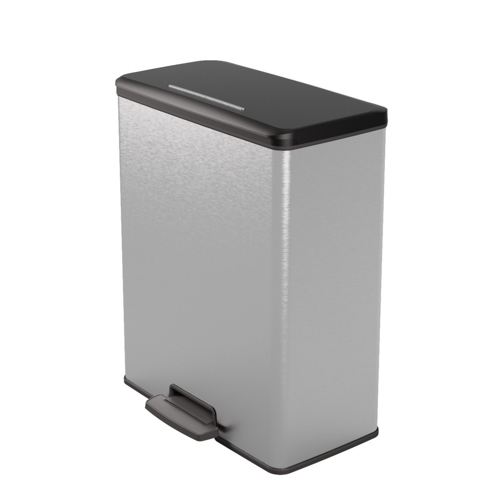 Produktabbildung Nr. 1: Poubelle à pédale Duo DECOBIN, rectangulaire, 2 x 26 litres, argenté/noir