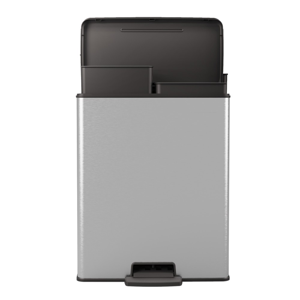 Produktabbildung Nr. 3: Poubelle à pédale Duo DECOBIN, rectangulaire, 2 x 26 litres, argenté/noir