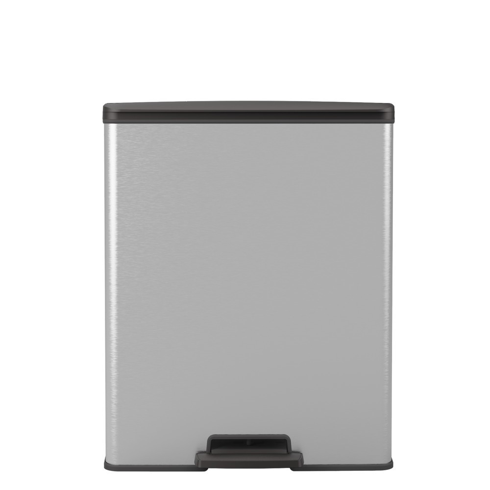 Produktabbildung Nr. 4: Poubelle à pédale Duo DECOBIN, rectangulaire, 2 x 26 litres, argenté/noir