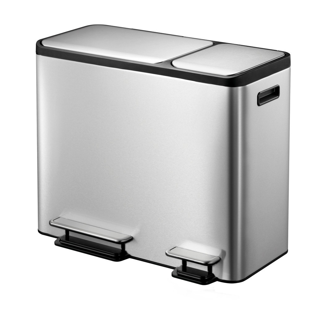 Produktabbildung Nr. 1: Poubelle à pédale EcoCasa 30 + 15 l, acier inoxydable mat