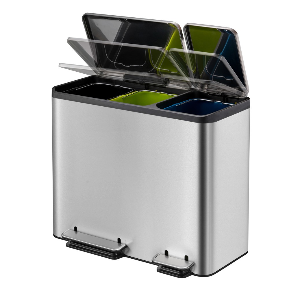 Produktabbildung Nr. 4: Poubelle à pédale EcoCasa 15+ 15 +15 l, acier inoxydable mat