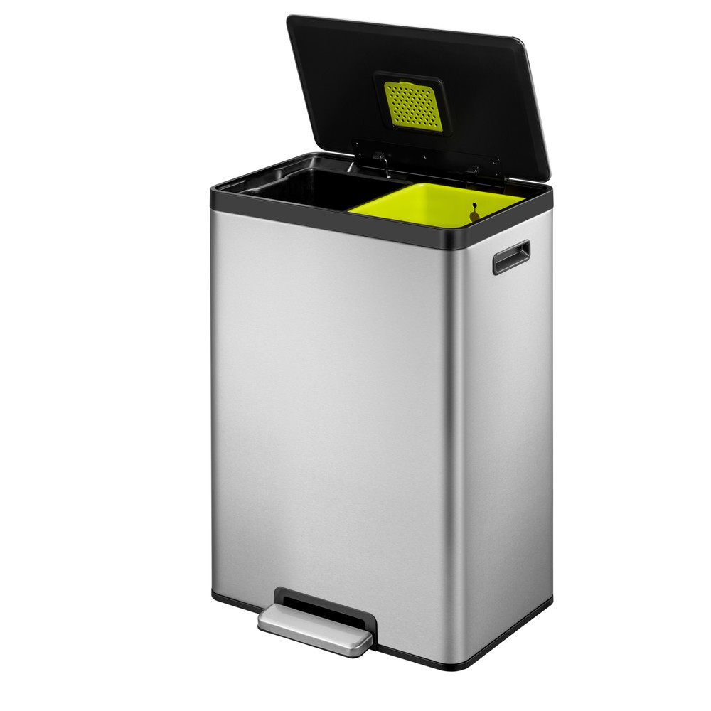 Produktabbildung Nr. 2: Poubelle à pédale EcoCasa 2 EKO, 2 x 20 litres, acier inoxydable mat