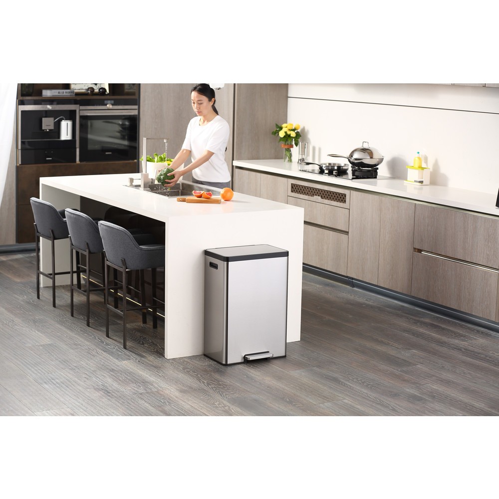 Produktabbildung Nr. 9: Poubelle à pédale EcoCasa 2 EKO, 2 x 20 litres, acier inoxydable mat