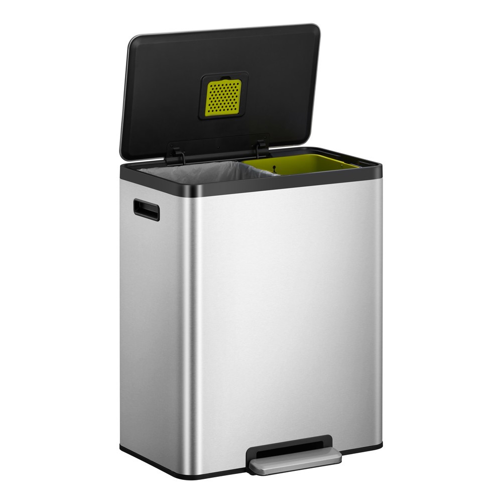 Produktabbildung Nr. 2: Poubelle à pédale EcoCasa 2 EKO, 2 x 30 litres, acier inoxydable mat