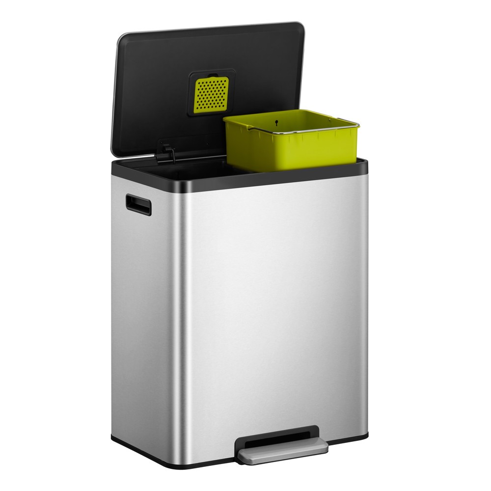Produktabbildung Nr. 3: Poubelle à pédale EcoCasa 2 EKO, 2 x 30 litres, acier inoxydable mat