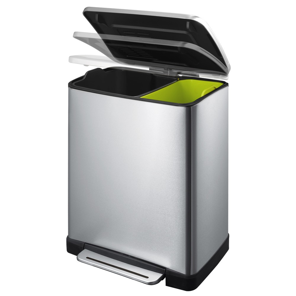 Produktabbildung Nr. 2: Poubelle à pédale Recycling en acier inoxydable, 28 + 18 l, mat
