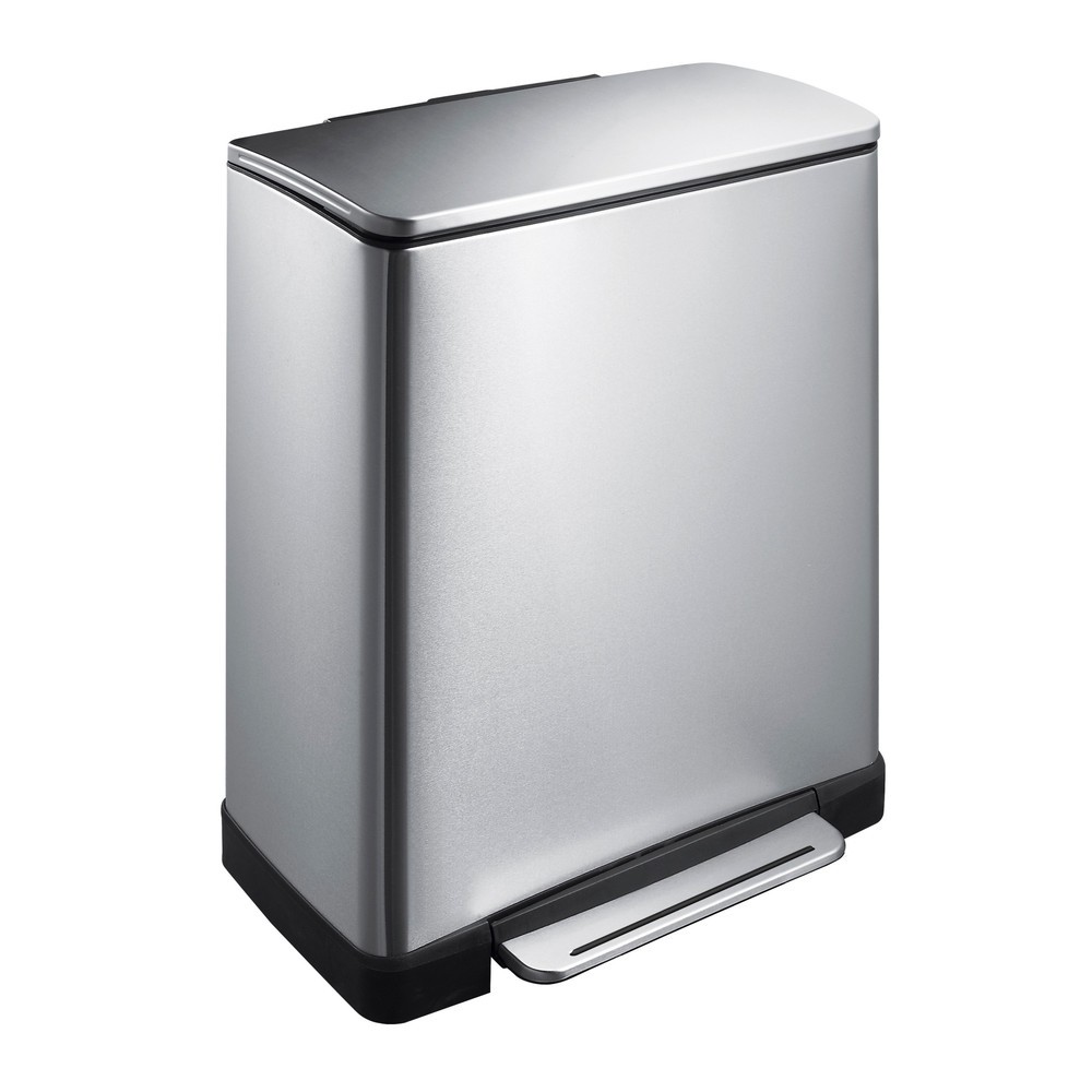 Produktabbildung Nr. 1: Poubelle à pédale Recycling en acier inoxydable, 28 + 18 l, mat