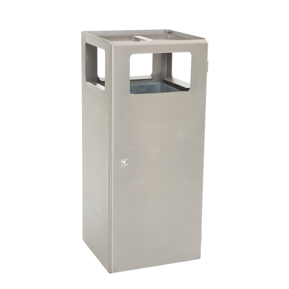 Illustration du produit: Poubelle-cendrier Pyramide, carrée, contenant de base en acier inoxydable, 70 litres