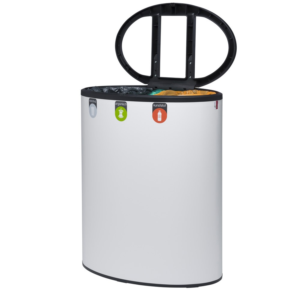 Produktabbildung Nr. 3: Poubelle design Binc LUNE, blanc, noir, avec couvercle ouvert