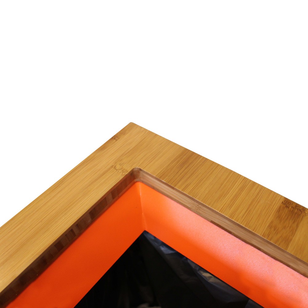 N° de l'image du produit 2 : Poubelle Paxa Medium LUNE, 34 litres, blanc / bambou / orange