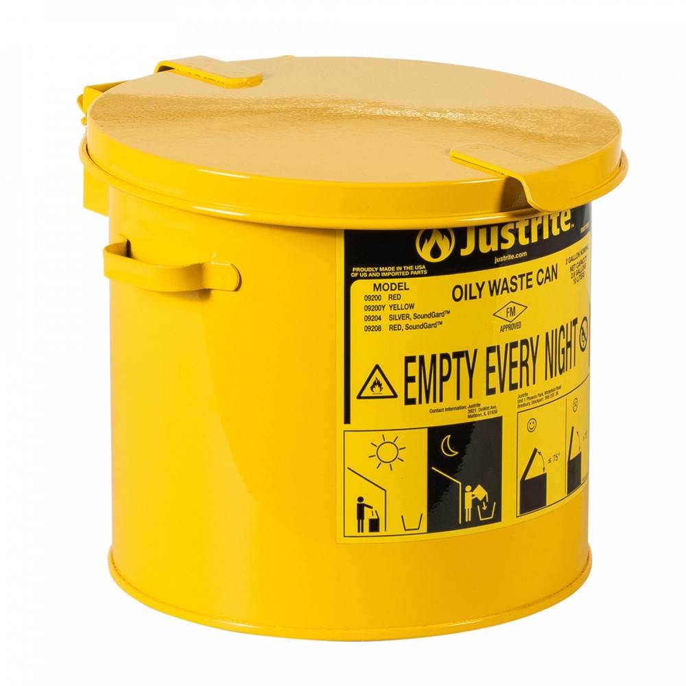 Produktabbildung Nr. 1: Poubelle d'établi Justrite, manuelle, jaune, 8 litres