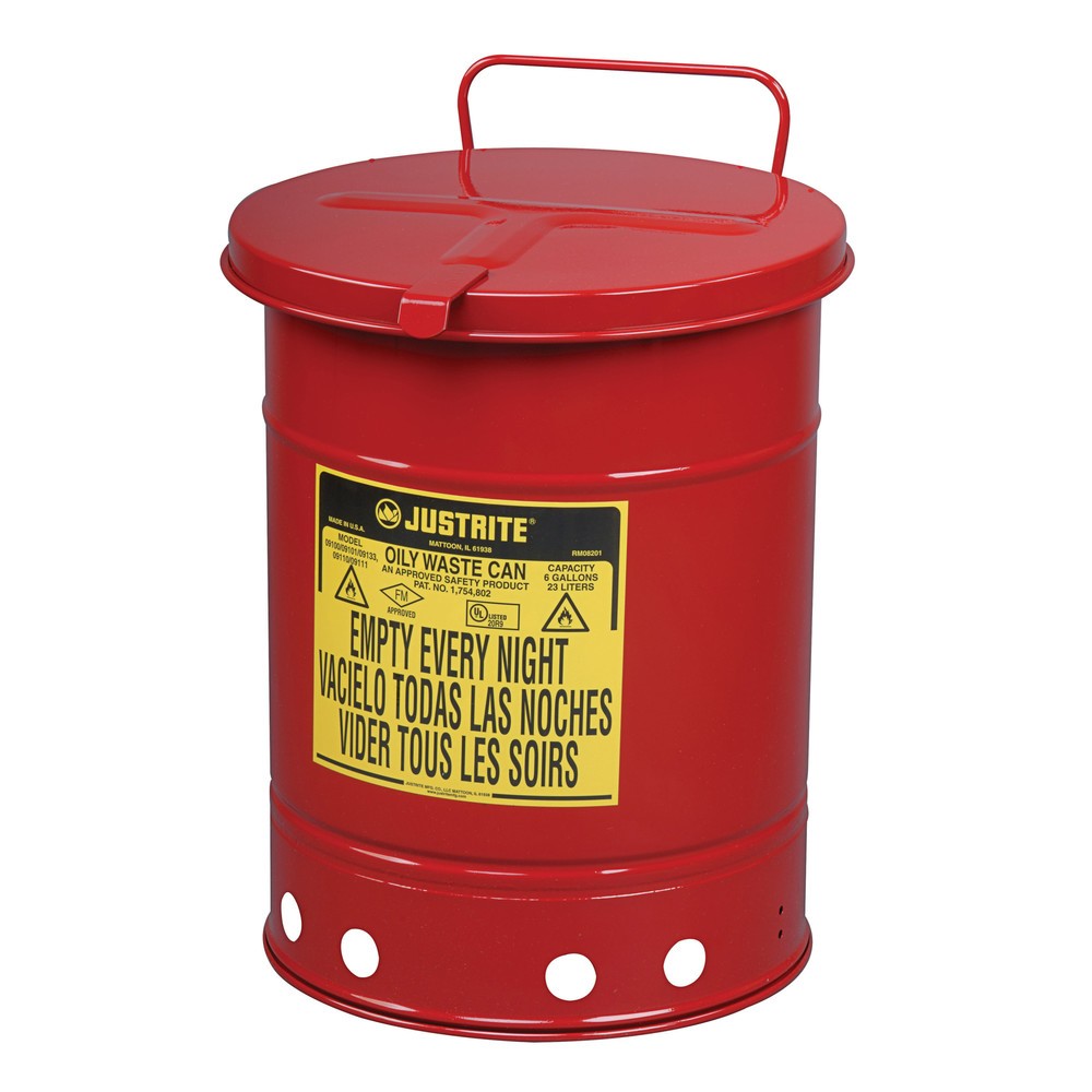 Produktabbildung Nr. 1: Poubelle d'établi Justrite, manuelle, rouge, 34 litres