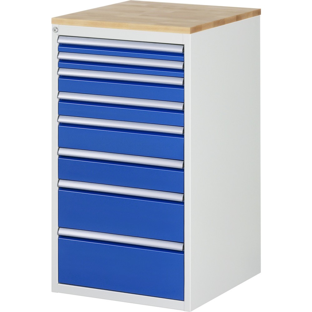 Produktabbildung Nr. 1: RAU Armoire à tiroirs Série 7000, HxlxP 1 035 x 580 x 650 mm, 8 tiroirs 2 x 60, 2 x 90, 2 x 120, 1 x 180, 1 x 210 mm, plan de travail en hêtre