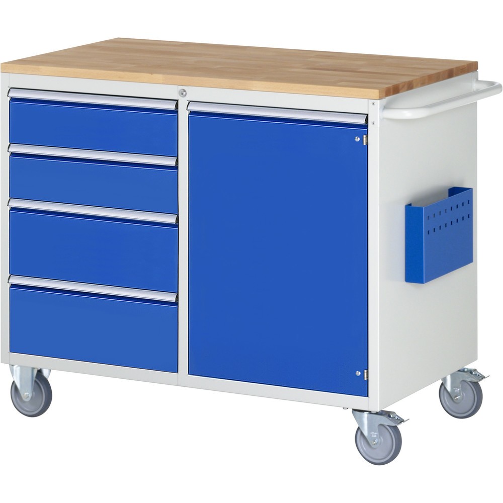 Produktabbildung Nr. 1: RAU Chariot de montage Série 7000, HxlxP 975 x 1 145 x 650 mm, 1 porte battante, 4 tiroirs 2 x 150, 2 x 210 mm, plan de travail en hêtre