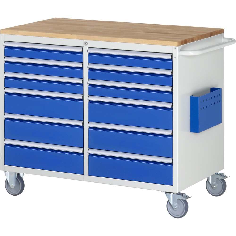 Produktabbildung Nr. 1: RAU Chariot de montage Série 7000, HxlxP 975 x 1 145 x 650 mm, 12 tiroirs 6 x 90, 6 x 150 mm, plan de travail en hêtre, capacité de charge des tiroirs 100 kg