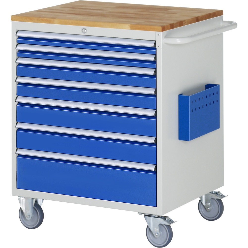 Produktabbildung Nr. 1: RAU Chariot de montage Série 7000, HxlxP 975 x 770 x 650 mm, 7 tiroirs 2 x 60, 2 x 90, 2 x 120, 1 x 180 mm, plan de travail en hêtre