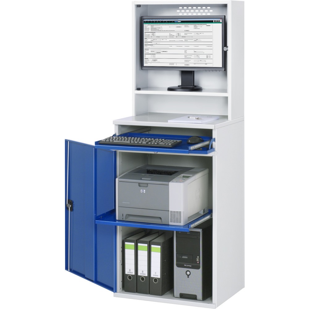 Produktabbildung Nr. 1: RAU computerkast, h x b x d 1.770 x 650 x 520 mm, met 1 openslaande deur, uitschuifblad voor het toetsenbord en monitorbehuizing