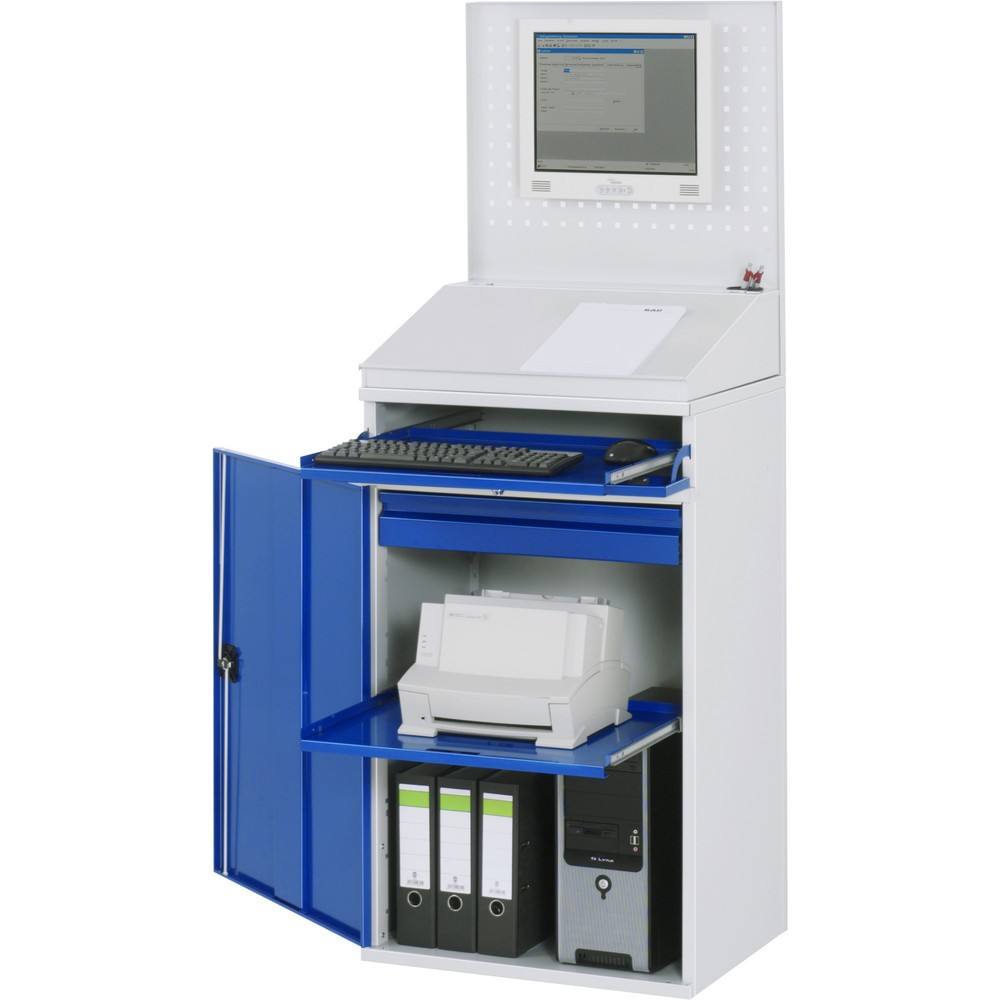 Product afbeelding: RAU computerkast, h x b x d 1.770 x 650 x 520 mm, met 1 openslaande deur en uitschuifblad voor het toetsenbord