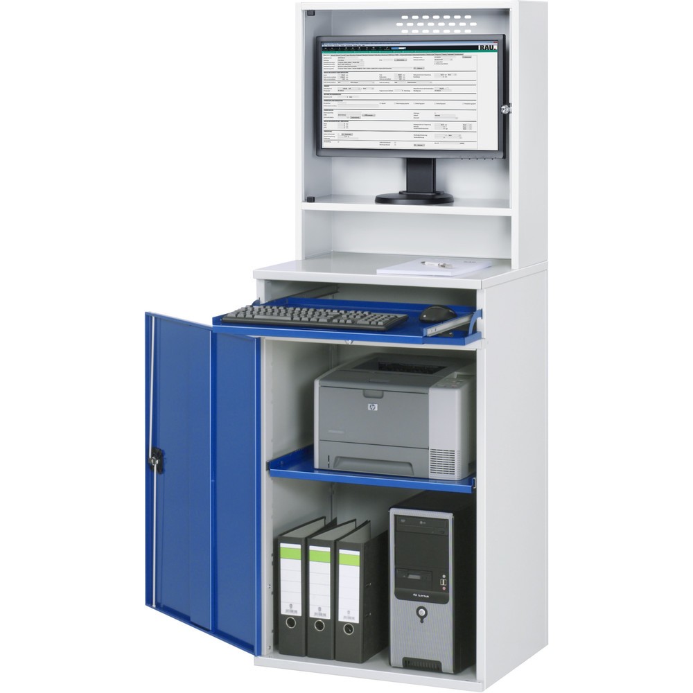 Produktabbildung Nr. 3: RAU computerkast, h x b x d 1.770 x 650 x 520 mm, met 1 openslaande deur, uitschuifblad voor het toetsenbord en monitorbehuizing