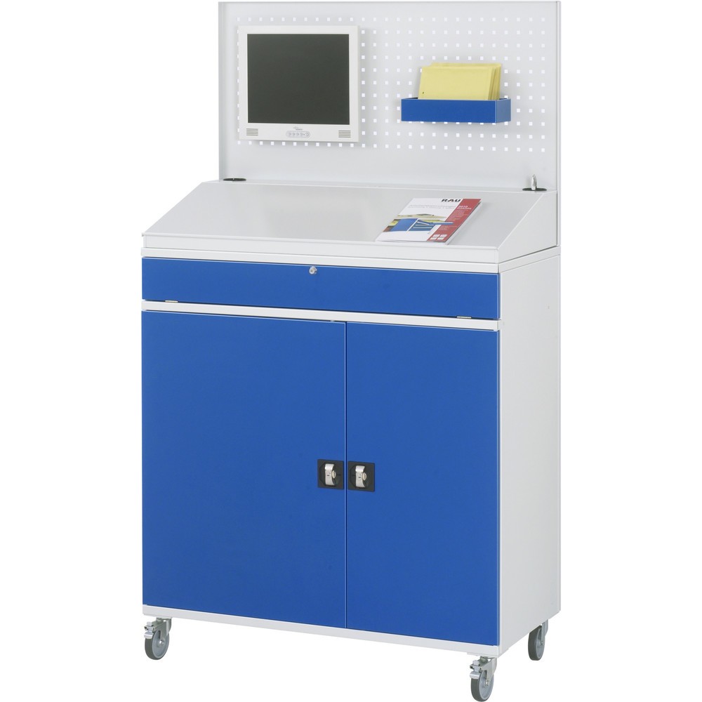 Produktabbildung Nr. 2: Computerkast RAU, uitschuifblad voor het toetsenbord, dubbele draaideur, geperforeerde achterwand, aantal lades x h x b: 1 x 80 x 1.020 mm, mobiel