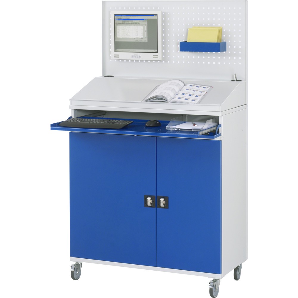 Produktabbildung Nr. 3: Computerkast RAU, uitschuifblad voor het toetsenbord, dubbele draaideur, geperforeerde achterwand, aantal lades x h x b: 1 x 80 x 1.020 mm, mobiel