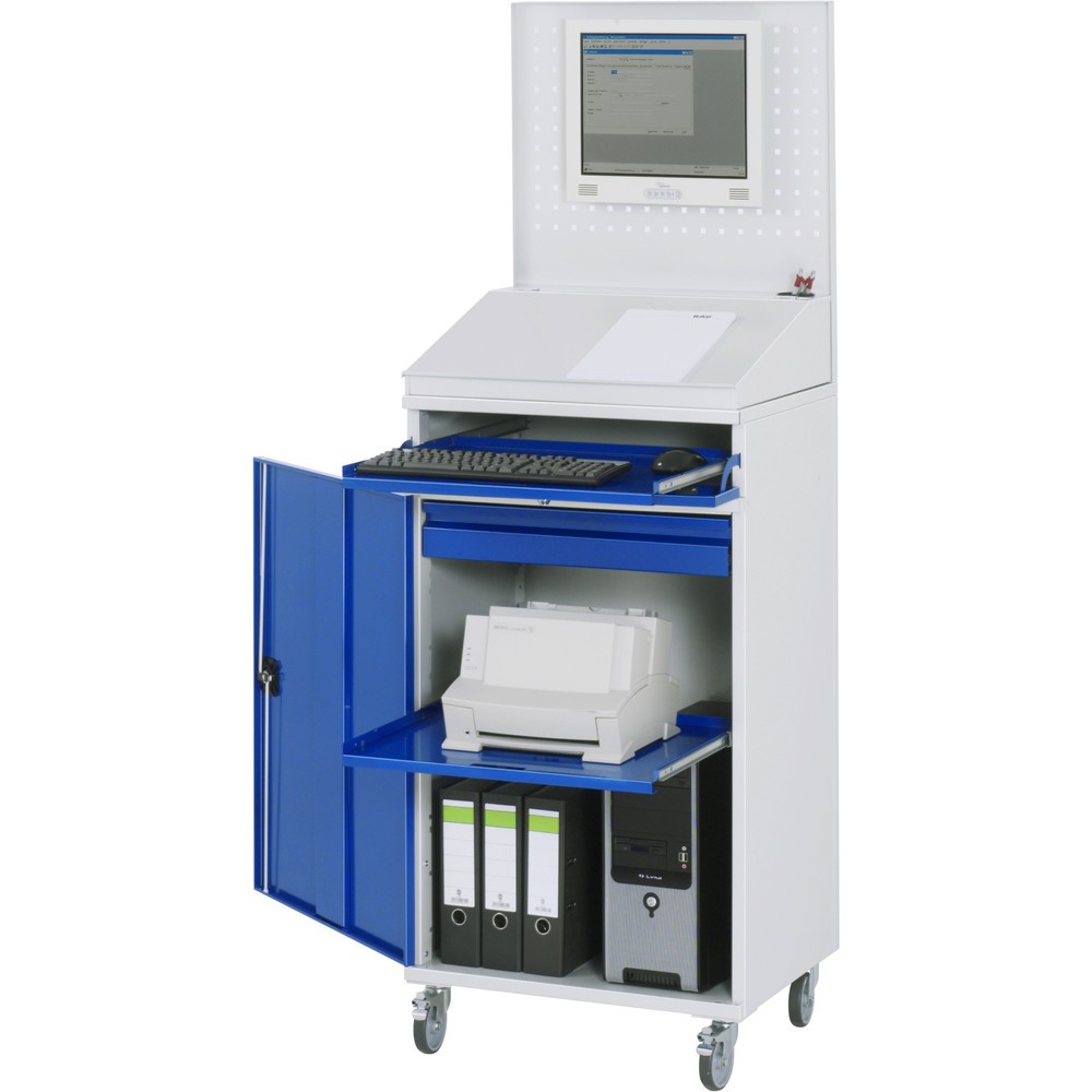 Produktabbildung Nr. 1: RAU computerkast, h x b x d 1.895 x 650 x 520 mm, met 1 openslaande deur en uitschuifblad voor het toetsenbord