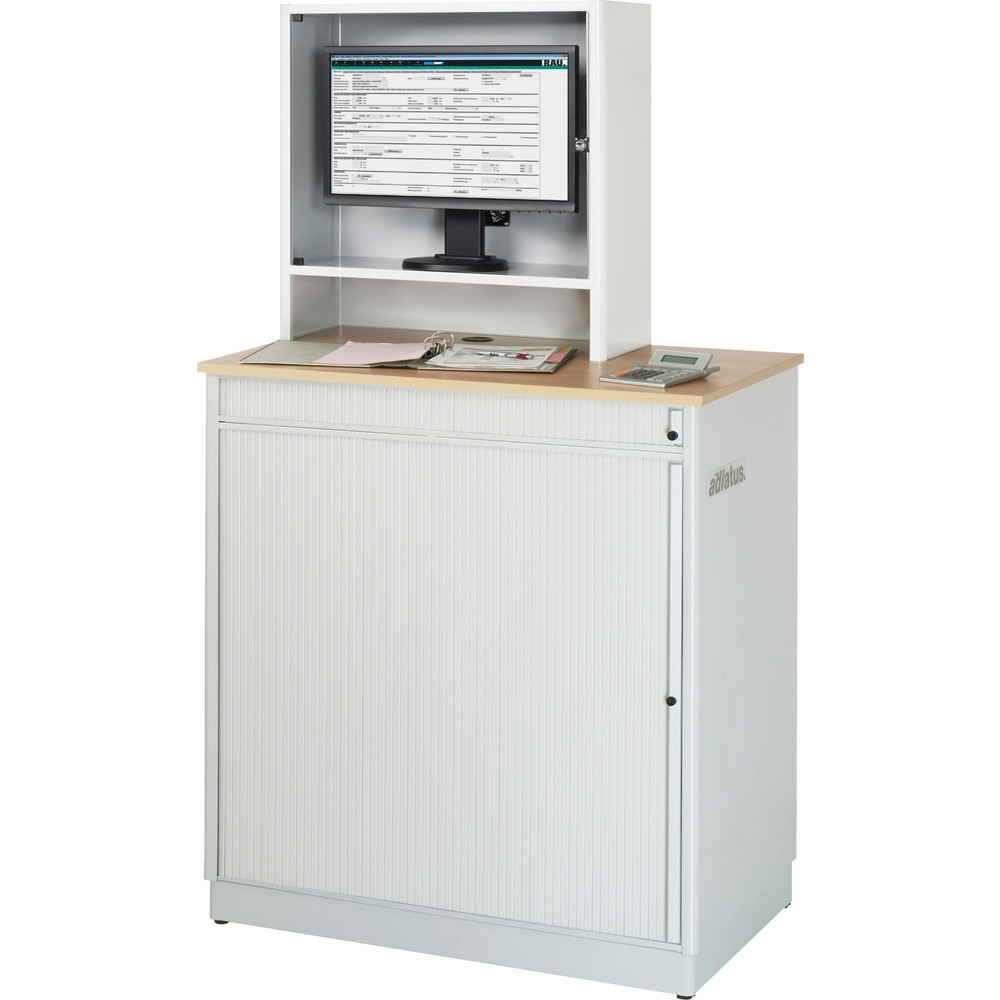 Produktabbildung Nr. 4: RAU computerstations, h x b x d 1.810 x 1.030 x 660 mm, werkblad met beukendecor, met rolluik, contactdooslijst, lade en monitorbehuizing