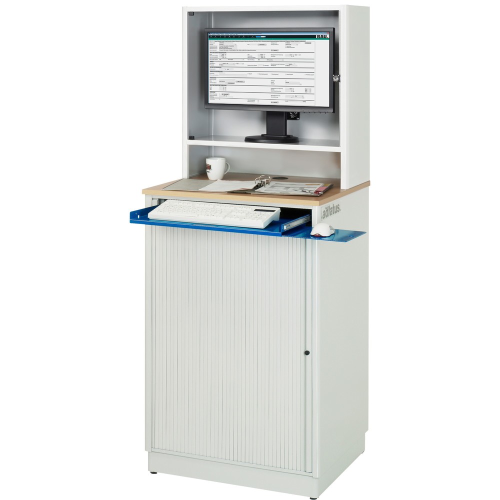 Produktabbildung Nr. 2: RAU computerstations, h x b x d 1.810 x 720 x 660 mm, werkblad met beukendecor, met rolluik, contactdooslijst