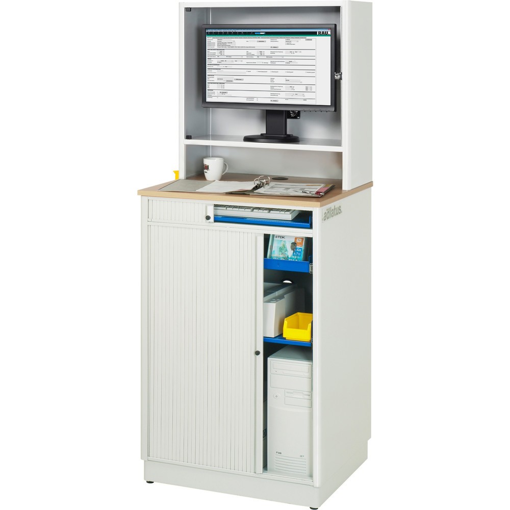Produktabbildung Nr. 3: RAU computerstations, h x b x d 1.810 x 720 x 660 mm, werkblad met beukendecor, met rolluik, contactdooslijst