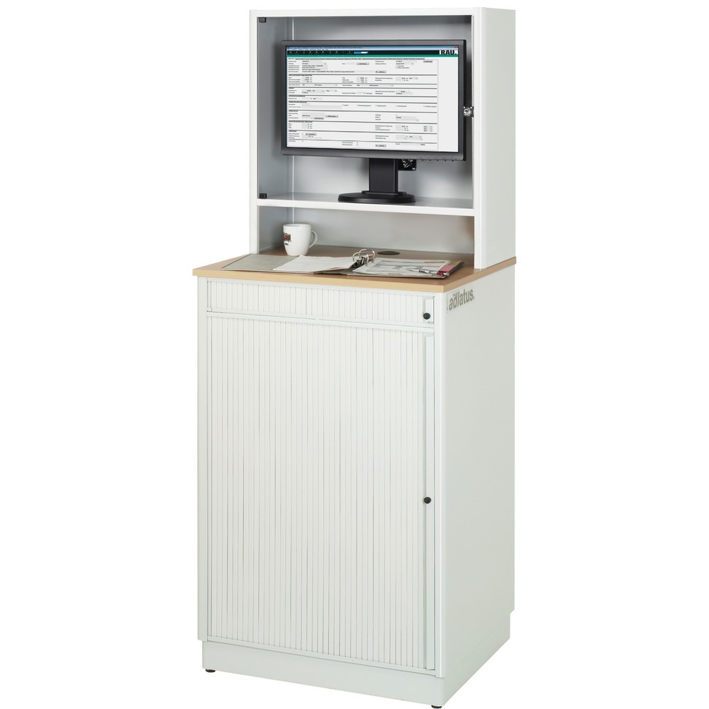 Produktabbildung Nr. 4: RAU computerstations, h x b x d 1.810 x 720 x 660 mm, werkblad met beukendecor, met rolluik, contactdooslijst