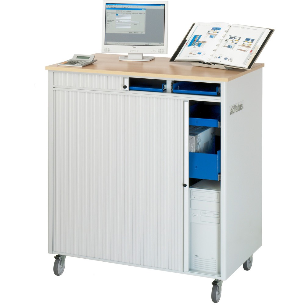 Produktabbildung Nr. 4: RAU computerstations, h x b x d 1.100 x 1.030 x 660 mm, werkblad met beukendecor, met rolluik, contactdooslijst, lade