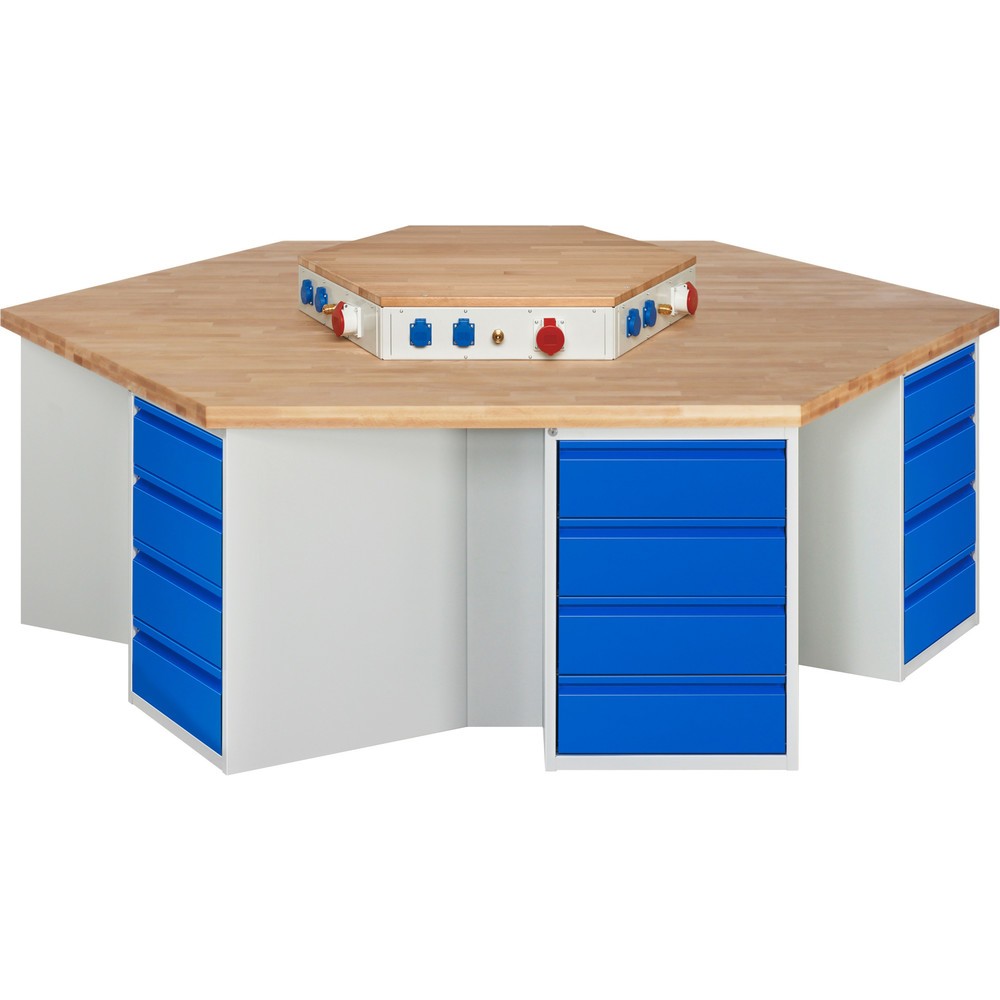Produktabbildung Nr. 1: RAU Établi de groupe série 4000, rehausse d'alimentation, 6 caissons, HxlxP 840 x 2 700 x 2 340 mm, x tiroirs extractibles à 90 % avec rebord de poignée 24 x 180 mm