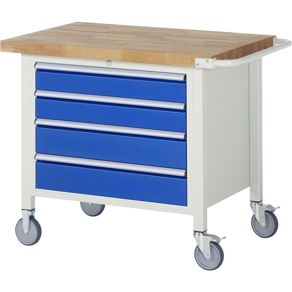 Produktabbildung Nr. 1: RAU Établi mobile série 8000, HxlxP 880-1 080 x 1 000 x 700 mm, 4 tiroirs extractibles à 100 % 2 x 120, 2 x 150 mm, capacité de charge des tiroirs 75 kg