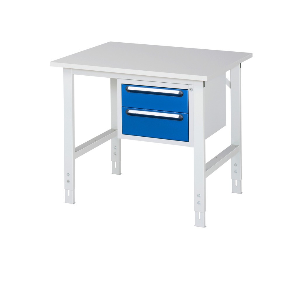 Produktabbildung Nr. 1: RAU Table de travail réglable en hauteur Série TOM, HxlxP 760-1 080 x 1 000 x 800 mm, 2 tiroirs, plan de travail avec revêtement en mélamine