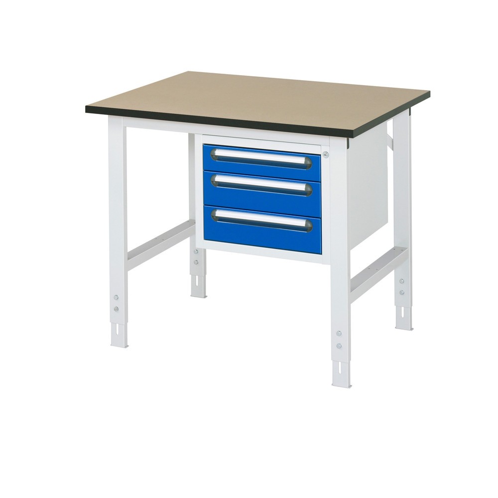 Produktabbildung Nr. 1: RAU Table de travail réglable en hauteur Série TOM, HxlxP 760-1 080 x 1 000 x 800 mm, 3 tiroirs, plan de travail en MDF