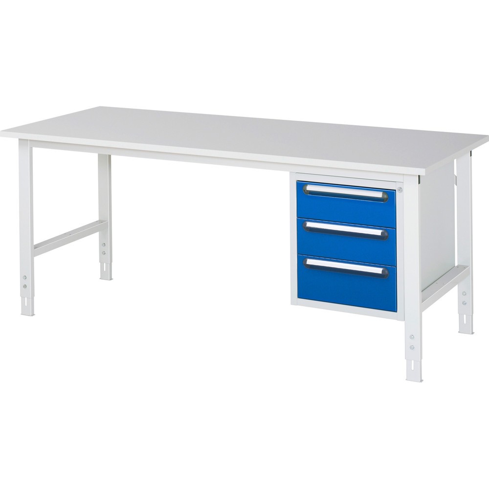 Produktabbildung Nr. 1: RAU Table de travail réglable en hauteur Série TOM, HxlxP 760-1 080 x 2 500 x 800 mm, 3 tiroirs, plan de travail avec revêtement en mélamine