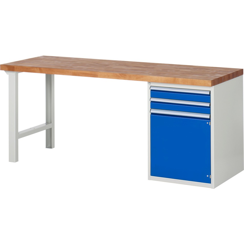 Produktabbildung Nr. 1: RAU Établi série 7000, 1 caisson, HxlxP 890 x 2 000 x 700 mm, 2 tiroirs extractible à 100 %, 1 porte battante, 1 tablette