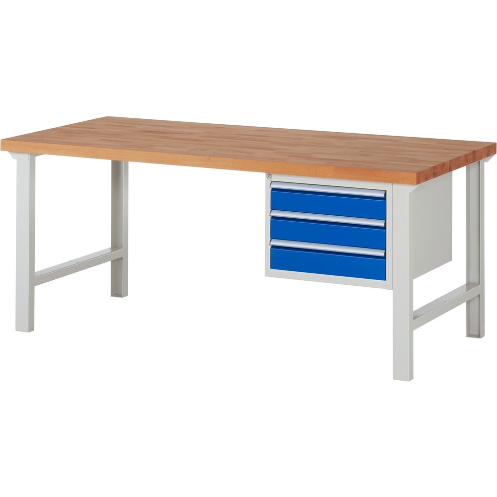 Produktabbildung Nr. 1: RAU Établi série 7000, 1 caissons, HxlxP 840 x 2 000 x 900 mm, 3 tiroirs extractibles à 100% 3 x 120 mm, capacité de charge des tiroirs 100 kg
