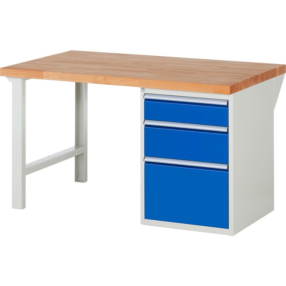 Produktabbildung Nr. 1: RAU Établi série 7000, 1 caisson, HxlxP 890 x 1 500 x 900 mm, 3 tiroirs extractibles à 100% 1 x 150, 1 x 210, 1 x 360 mm, capacité de charge des tiroirs 100 kg
